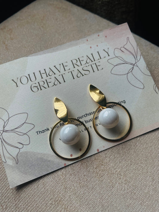 Pearl Drop Golden Imitation Earrings - Teal By Tanvi