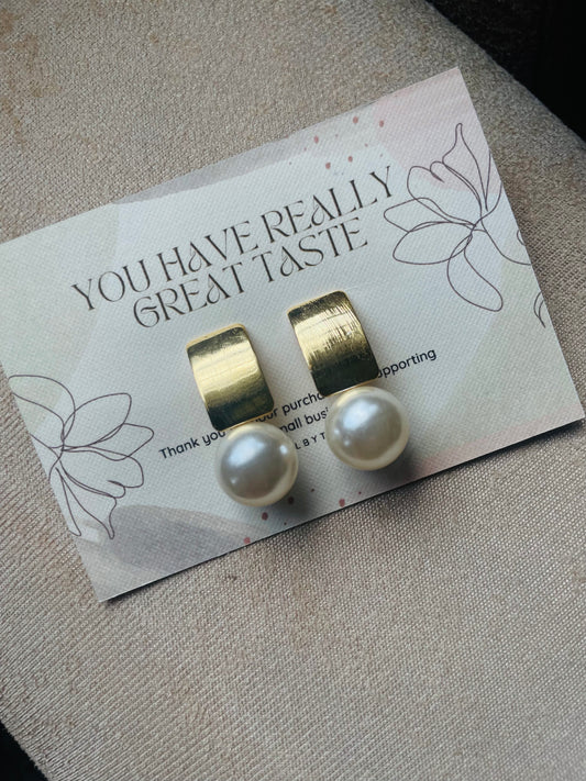 Pearl Drop Golden Imitation Earrings - Teal By Tanvi