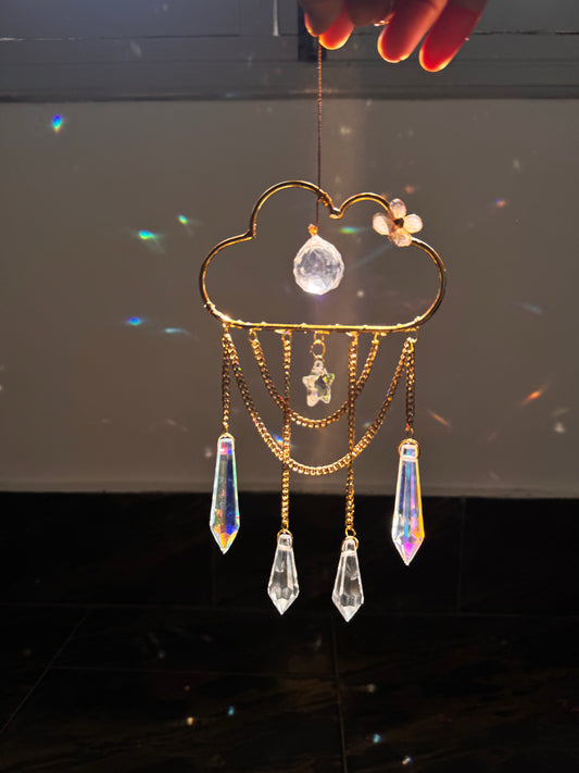 Cloud Crystal Suncatcher with AB Crystals | Rainbow Reflections