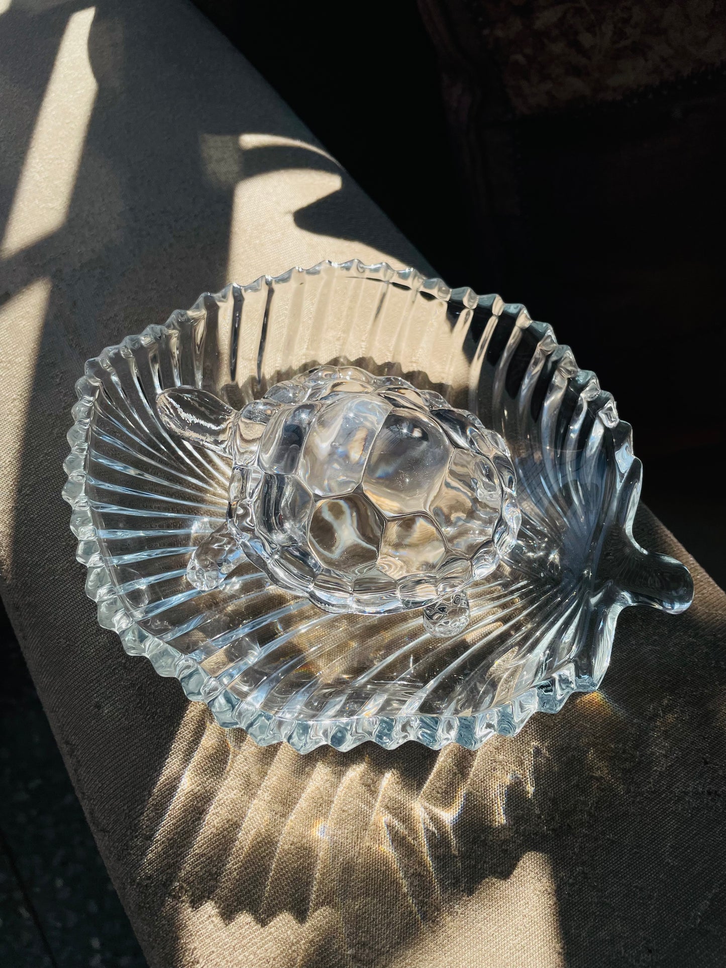 Feng Shui Glass Crystal Tortoise with Plate - Large