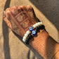 Black and white bead evil eye couple bracelet - Set of 2