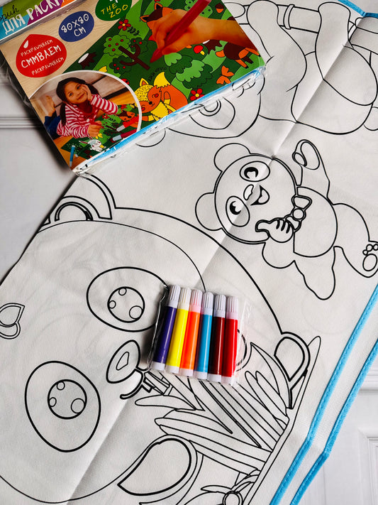DIY Color-Your-Own Mat for Kids | Craft Kit | Washable and Reusable | Coloring Mat