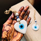 Turkish Evil Eye Amulet Car Hanging - White Round and Heart