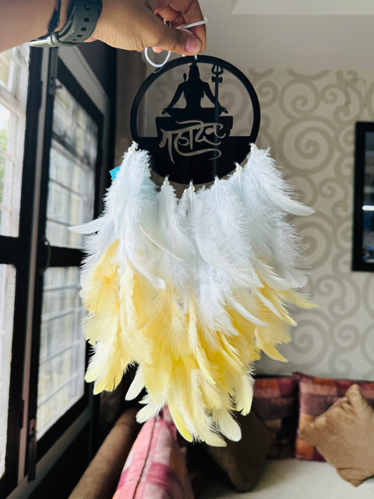 Mahadev Shiva Acrylic Dreamcatcher - Cream and White