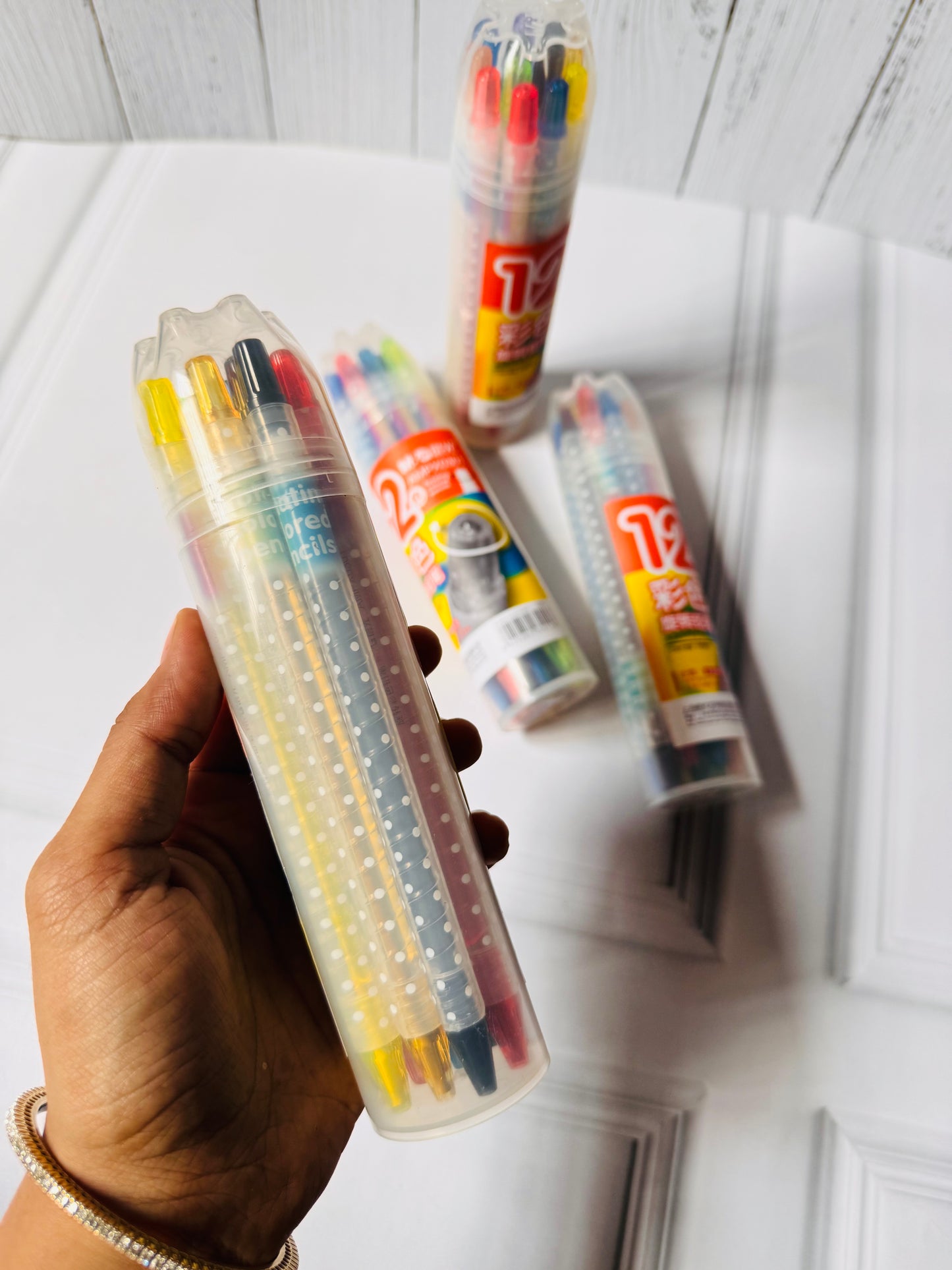 Rotating Colour Pencil Set of 12 colours | Pre‑Sharpened Art & School Supplies