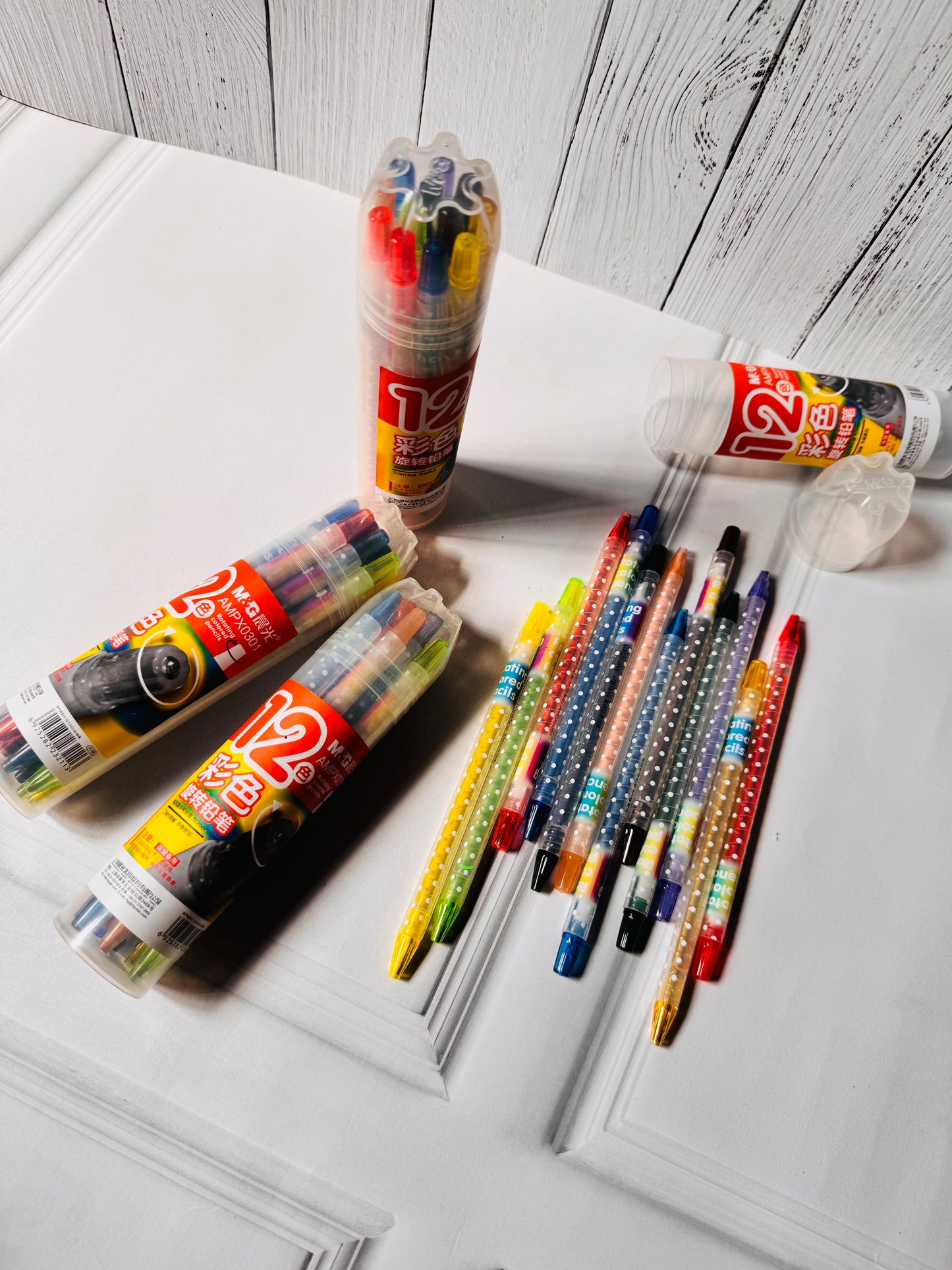 Rotating Colour Pencil Set of 12 colours | Pre‑Sharpened Art & School Supplies
