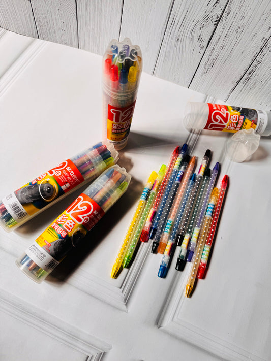 Rotating Colour Pencil Set of 12 colours | Pre‑Sharpened Art & School Supplies
