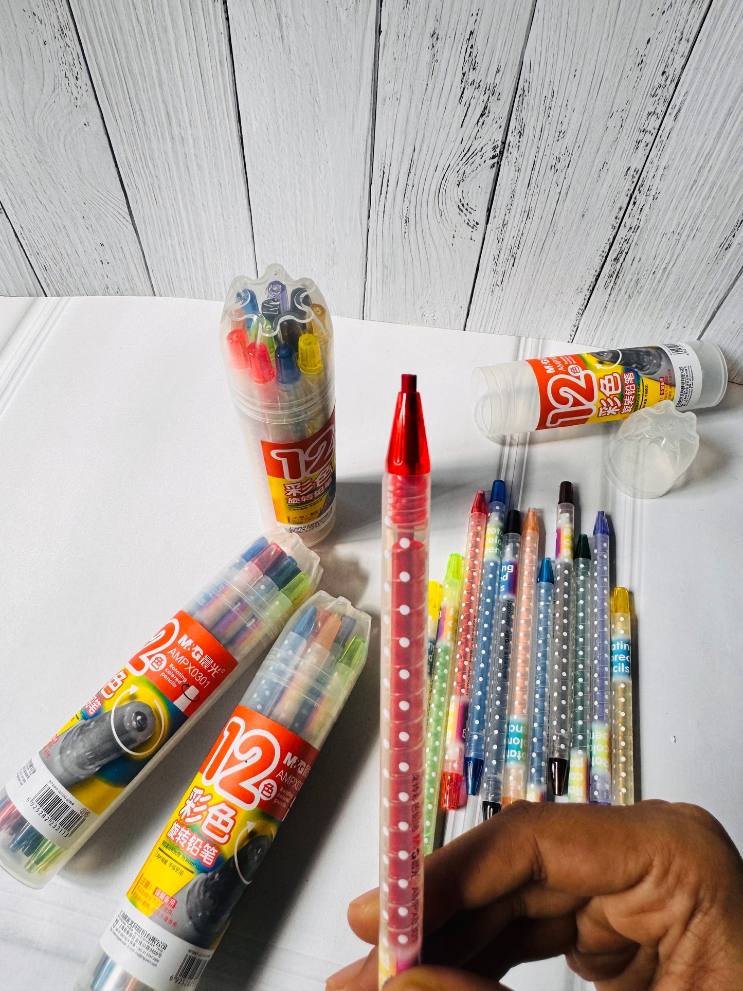 Rotating Colour Pencil Set of 12 colours | Pre‑Sharpened Art & School Supplies