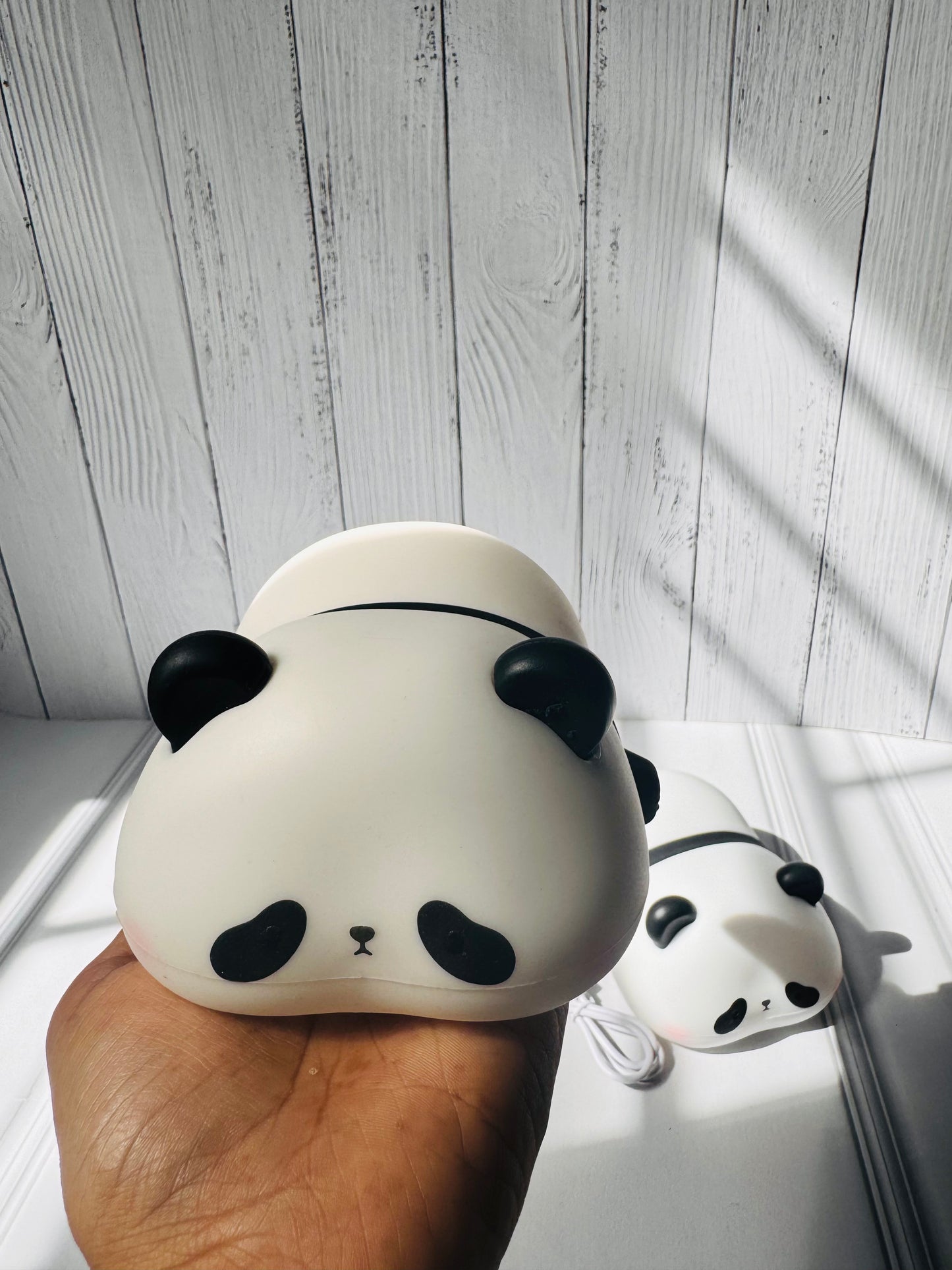 Cute Lazy Panda Silicone Night Light | Soft Touch Nursery Lamp | 3 Touch Brightness Levels