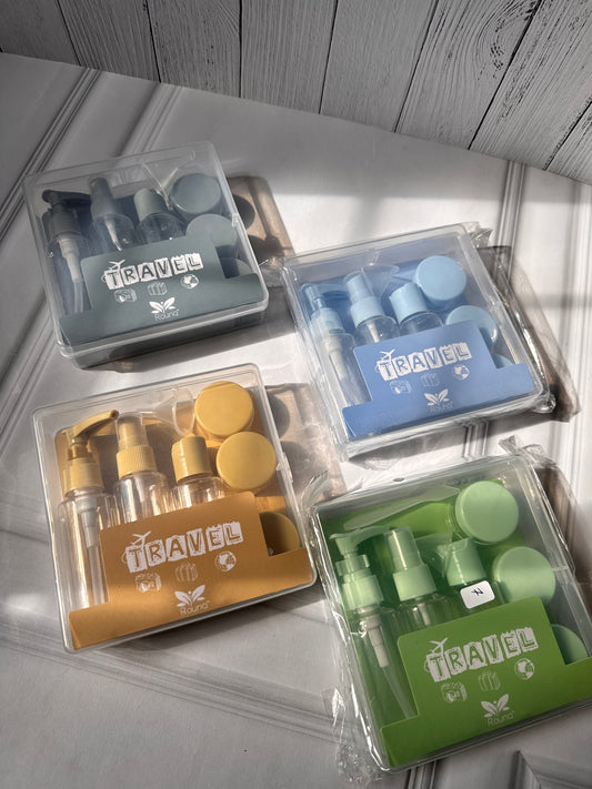 Travel Toiletry Bottle & Jar Kit | TSA‑Approved Refillable Set | Assorted Colours