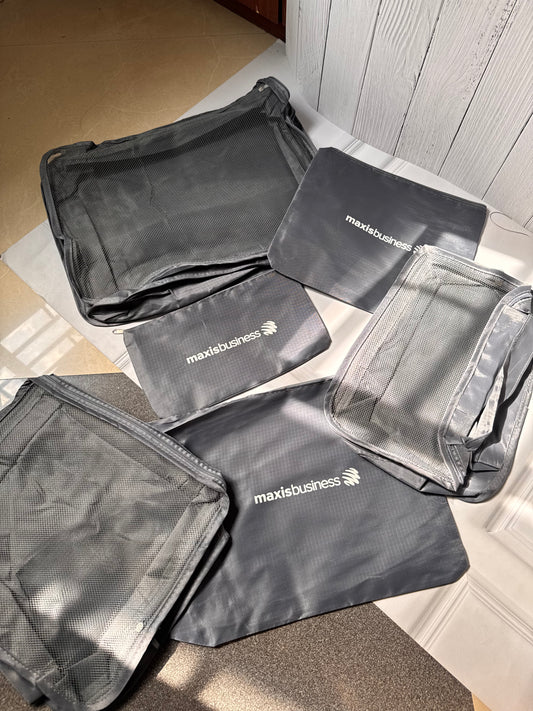 Travel Organiser Pouches Set Grey | 6‑Piece Travel Organizer | Net Pouches for Travel