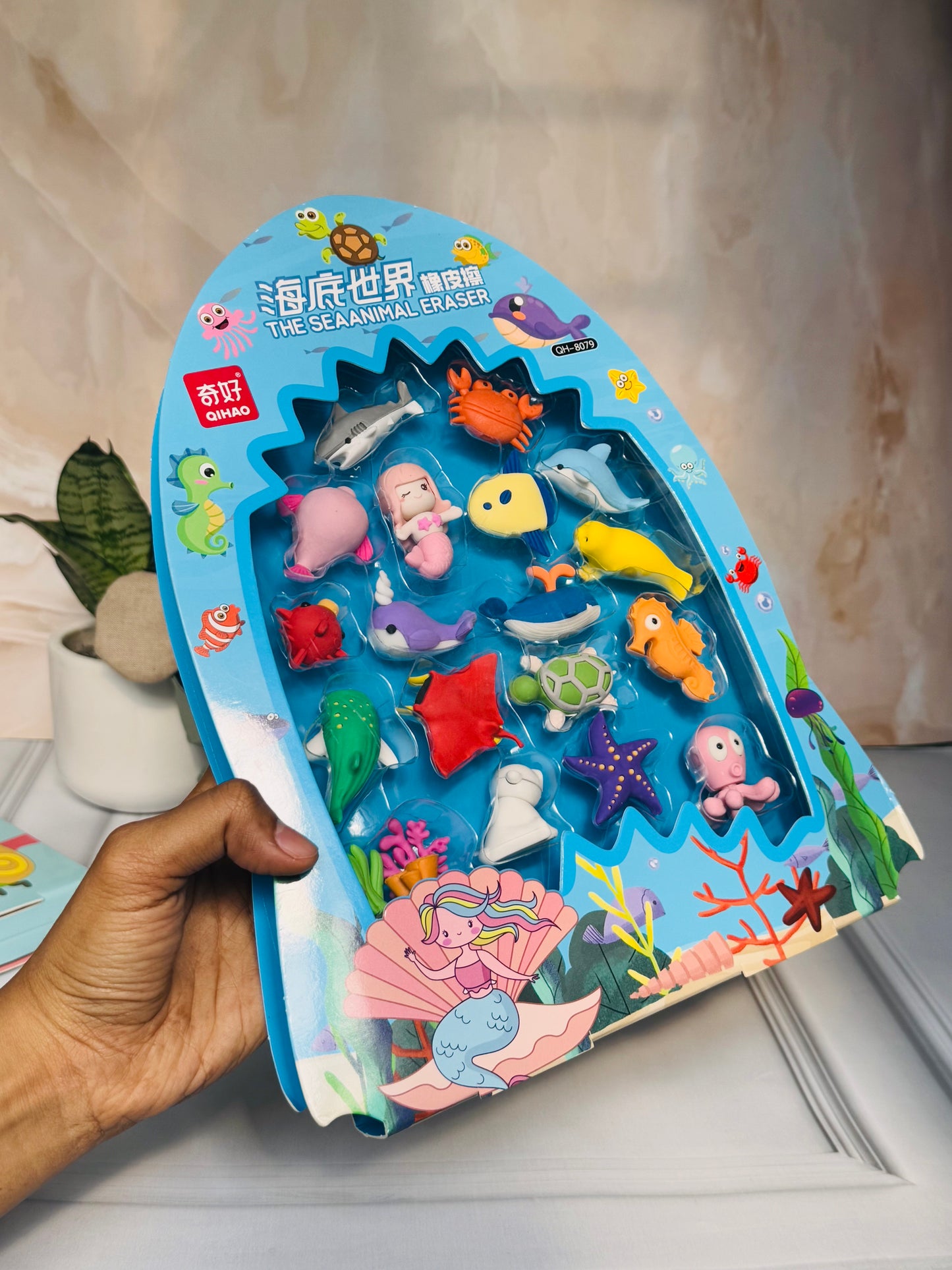 Sea Animal Eraser Gift Set | Cartoon Animal Erasers for Kids | Mermaid & Fish Erasers