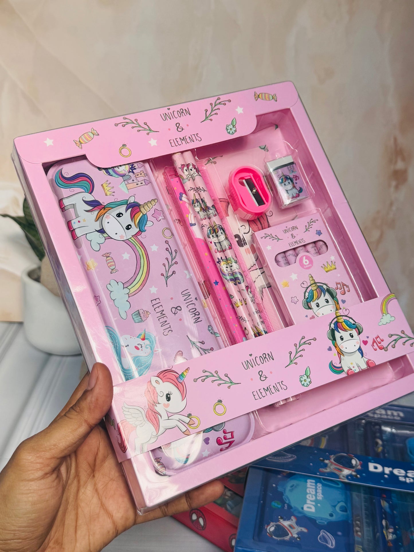 Stationery Kids Gift Set | Pencil and Eraser Set | Space, Unicorn, Spiderman Theme