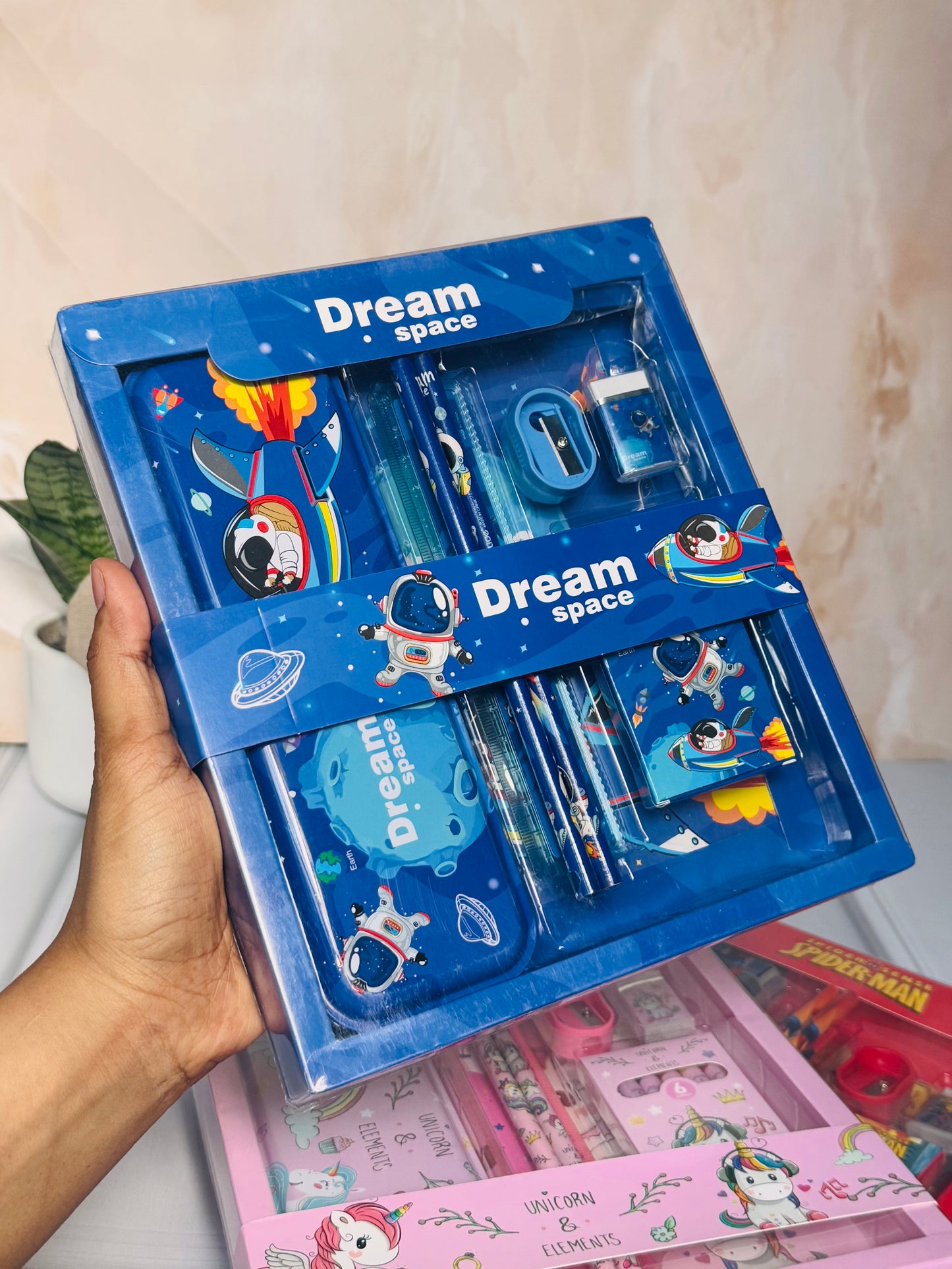 Stationery Kids Gift Set | Pencil and Eraser Set | Space, Unicorn, Spiderman Theme