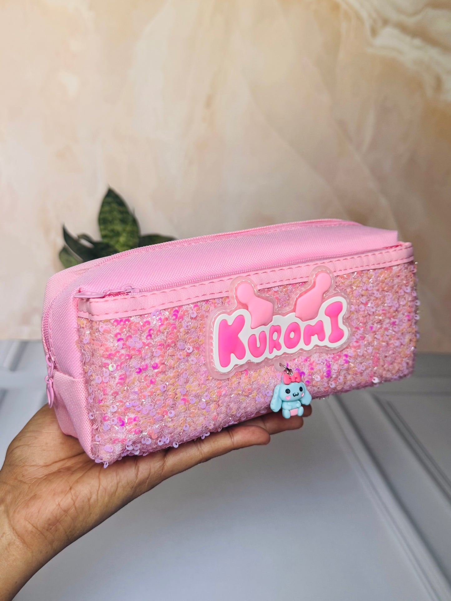 Kuromi Glitter Pencil Pouch | Sequin Stationery Case | Cute Zipper Bag for Girls