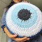 Evil Eye Crochet Cushion - Teal By Tanvi