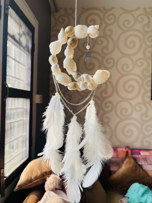 Seashells Mooncatcher Car Hanging/Wall Hanging - Teal By Tanvi