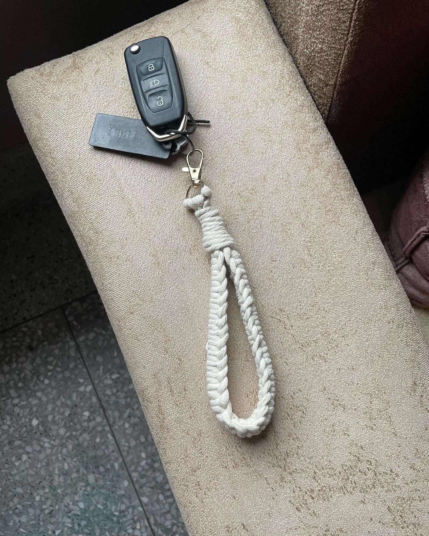 Macrame Keychains - Off White - Teal By Tanvi