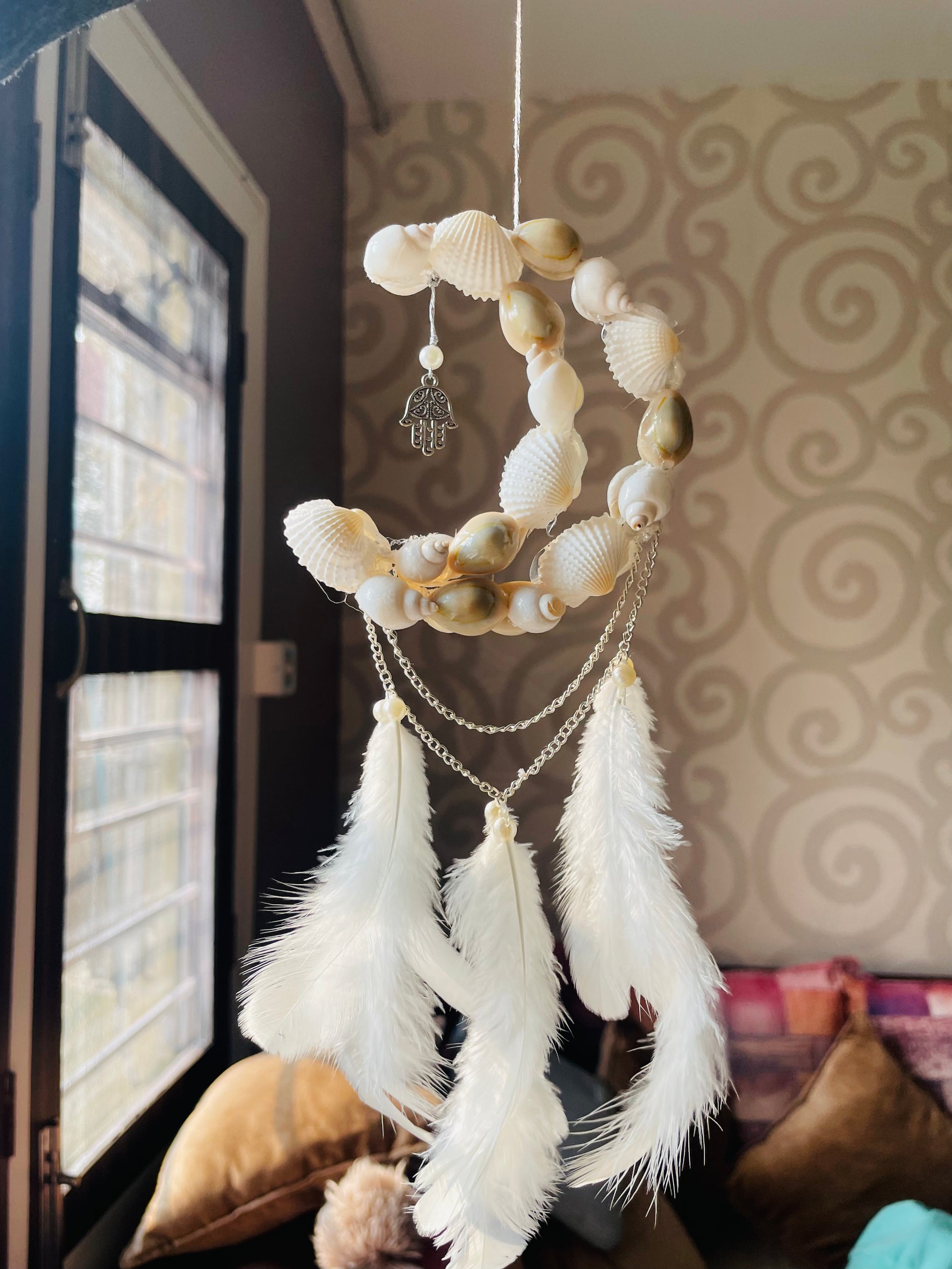 Seashells Mooncatcher Car Hanging/Wall Hanging - Teal By Tanvi
