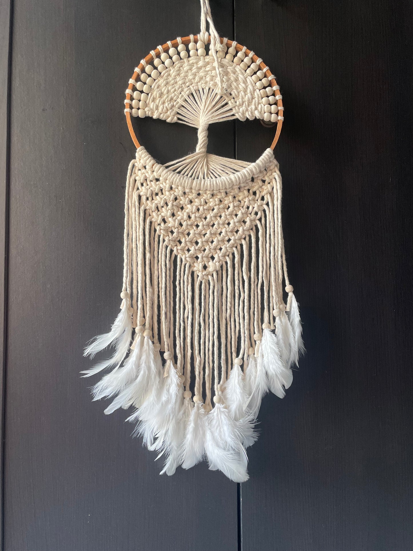 Off-white Macrame Tree of Life - Teal By Tanvi