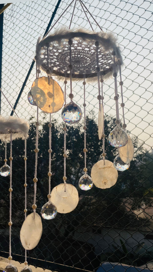 Crystal Shell mixed Suncatcher - Teal By Tanvi