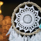 White Crochet Dreamcatcher with Capiz Shells - Teal By Tanvi