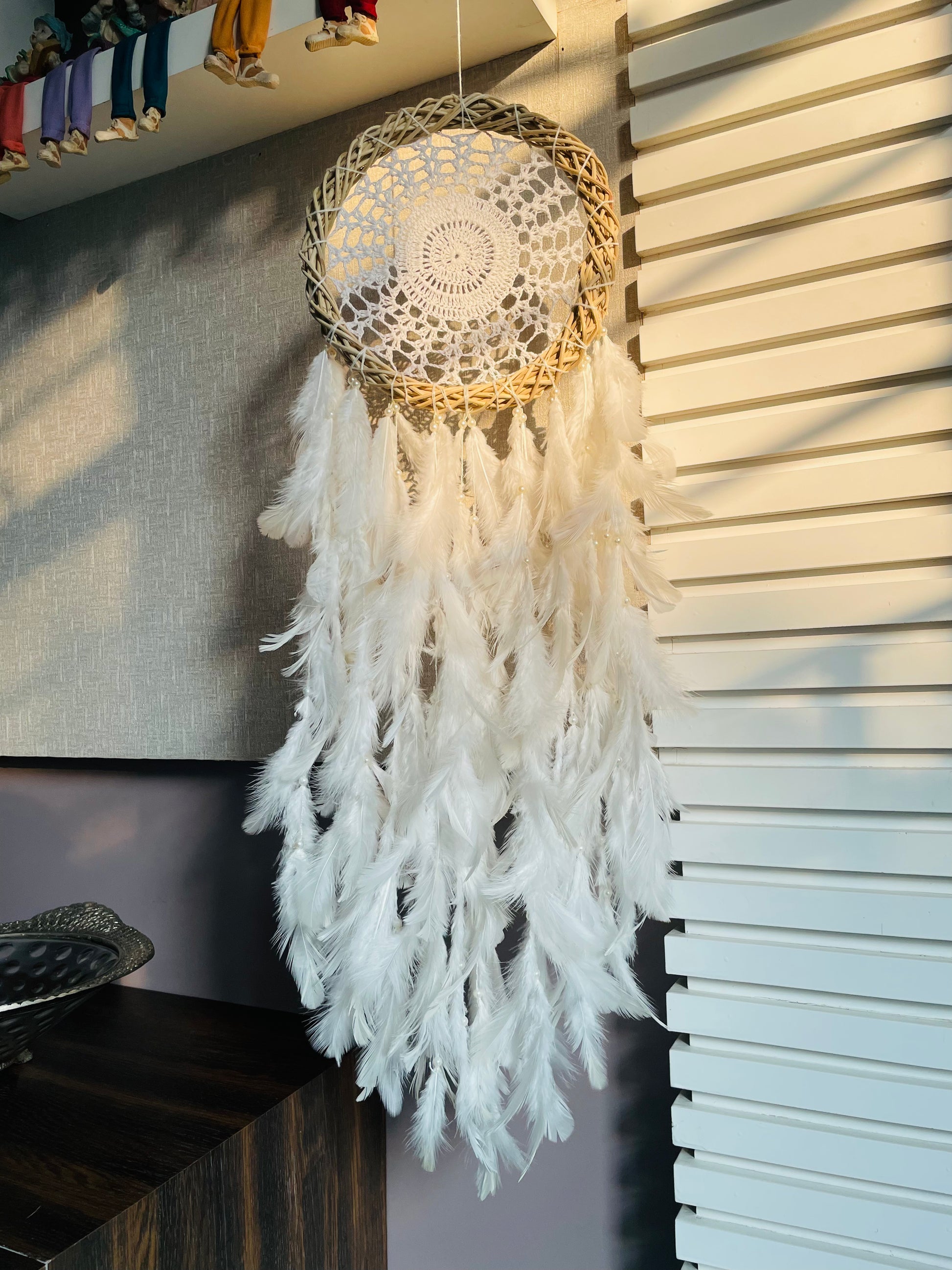 White Crochet Dreamcatcher - Teal By Tanvi