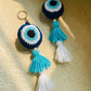 Evil Eye Crochet Ball Keychain - Teal By Tanvi