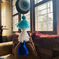 Evil Eye Crochet Ball Keychain/Wall Hanging - Teal By Tanvi