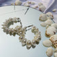 White Sea Shell Pearl Imitation Hoops - Teal By Tanvi