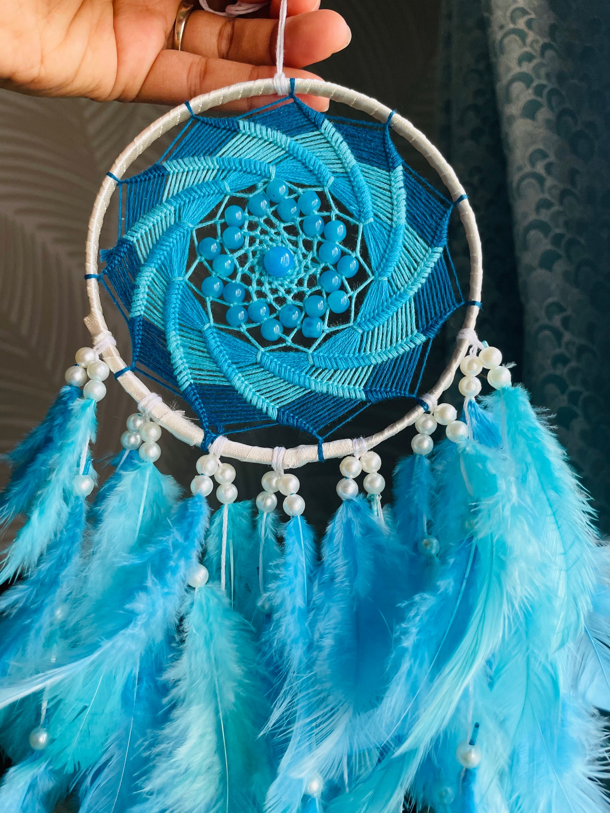 Shades of Blue Medium Dreamcatcher - Teal By Tanvi