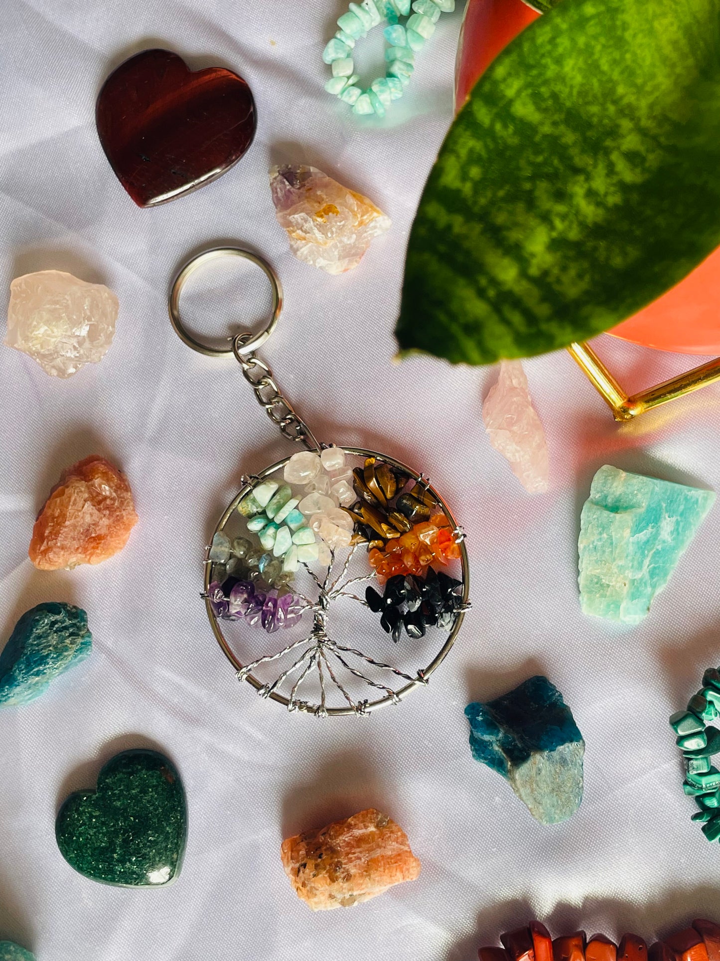 7 Chakras Tree of Life Keychain/Car Hanging - Teal By Tanvi