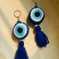 Evil Eye Crochet Ball Keychain - Teal By Tanvi