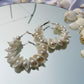White Sea Shell Pearl Imitation Hoops - Teal By Tanvi